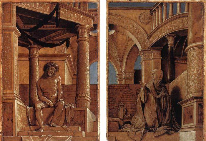 HOLBEIN, Hans the Younger Diptych with Christ and the Mater Dolorosa oil painting picture